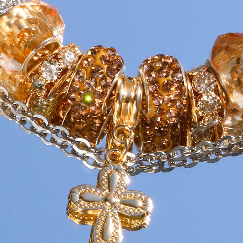 Bracelet ajustable fleur dorée à faire soi-même