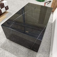 Table basse en marbre italien Nero Marquina, design moderne, petite table combinée, design rectangulaire de luxe, meubles de maison design