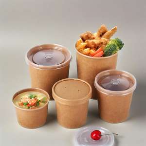 Vasos de Papel Kraft Biodegradables Impresos Personalizados, Vasos Desechables para Restaurantes, Tazones para Sopa, Tazones para Comida para Llevar, Tazones para Fideos, Vasos Compostables para Sopa - Product Image 1