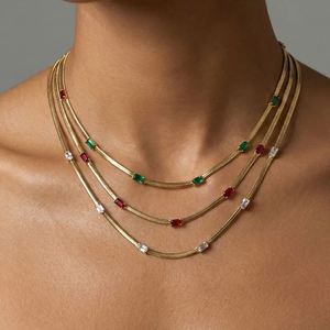 Fashion 18K <b>Gold</b> Plated 304 Stainless Steel Vintage Inlaid Snake Bone Chain <b>Necklace</b> for Women Non Fading Collarbone Chain - Product Image 2