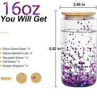 Gobelet à neige à sublimation de 16oz gobelet à eau gobelet à neige tasse à café glacée transparente canette de bière en verre à double paroi avec couvercle