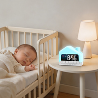 Lampe de chevet pour enfants, lampe de table de chevet, horloge numérique LED mignonne pour enfants avec réveil et lumière d'ambiance RGB