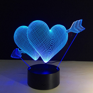 Multicolor <span class=keywords><strong>dulce</strong></span> de Navidad amante corazón ilusión boda, Flecha de Cupido amor 3d lámpara luz de noche para niños - Product Image 2