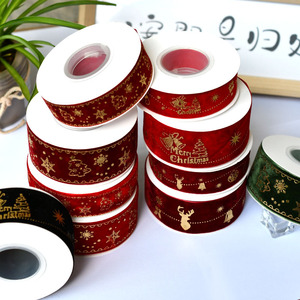 ริบบิ้นกำมะหยี่เรนเดียร์คริสต์มาสฟอยล์สีทองแบบหน้าเดียวสำหรับตกแต่งงานหัตถกรรมและโบว์ - Product Image 2