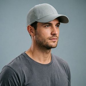 Custom Quick Dry Sport <b>Baseball</b> <b>Cap</b> Laser Cut Mesh Performance <b>Cap</b> Adjustable <b>Plain</b> Curved Brim Snapback Hat for Women and Men - Product Image 3