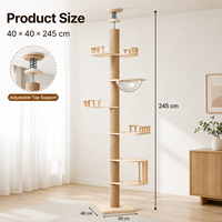 Tour pour chat en bois massif, style capsule spatiale, moderne, écologique, à hauteur réglable sur 6 niveaux, du sol au plafond, pour chats d'intérieur, vente en gros