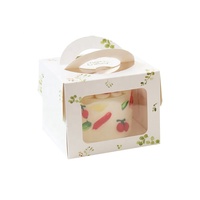 Boîte à gâteau avec poignée en carton blanc avec planche Récipient à gâteau carré personnalisé avec fenêtre Boîtes de boulangerie imprimées de logo personnalisé