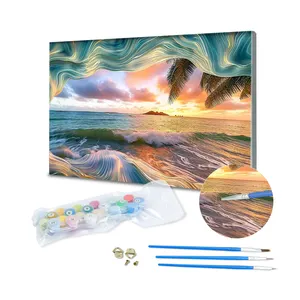 Seascape Series Painting By Number Kit 100% Handmade Canvas Printing Paint Art Oil Custom Paint By Numbers Art Prints