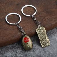 Style dessin animé vintage Gamer Couple clavier et souris métal mousqueton porte-clés ensemble à la mode correspondant porte-clés