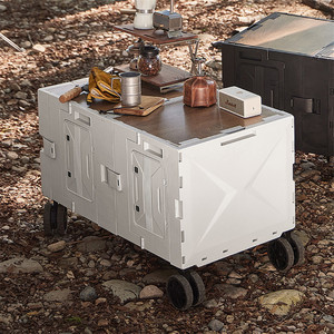 Factory Directly <strong>Plastic</strong> Mini Folding <strong>Wagon</strong> Camping Hiking Cart Outdoor Picnic <strong>Beach</strong> Camping <strong>Wagon</strong> with Wooden Lid Cover - Product Image 4