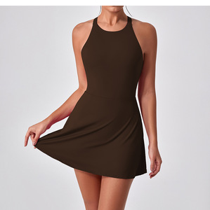 Logo personnalisé robe de sport pour femmes dos croisé sans manches robe de pickleball golf tennis - Product Image 5