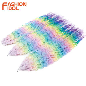 Extensions de cheveux en crochet Ariel Twist FASHION IDOL, 22 pouces, 3 pièces, vague d'eau, pour tresses colorées arc-en-ciel, bouclées, teintées, haute température - Product Image 3
