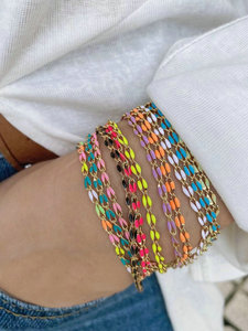 2025 nuevo collar <span class=keywords><strong>permanente</strong></span> cadenas Diy accesorios de acero inoxidable Rosa Arco Iris esmalte cadenas para mujer fabricación de joyas - Product Image 4