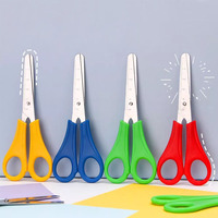 Ciseaux d'artisanat Foska Premium à lame épaisse rouge, jaune, bleue, verte, à bout arrondi de 5 pouces pour enfants, école ou travaux manuels