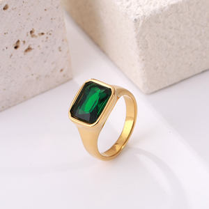 Anillo de sello minimalista clásico caliente Anillo de oro de acero inoxidable chapado en oro para mujeres y hombres - Product Image 2