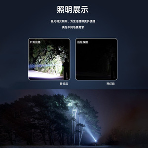 TY-8935 Solar <b>Flashlight</b> LED <b>Rechargeable</b> With USB And Solar Charging Outdoor Searchlight - Product Image 3