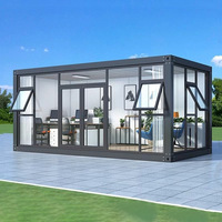 Maison conteneur de style moderne, villa préfabriquée de luxe à deux chambres, maison modulaire préfabriquée compacte avec toit plat