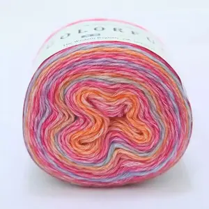 China factory wholesale Craft Vogue hand crochet soft multi color wool blended acrylic knitting cake yarn