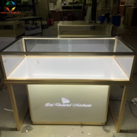 Vitrine LED en verre trempé et aluminium pour bijoux, vente en gros d'usine, pour magasin de bijoux de luxe moderne, centre commercial, vision panoramique