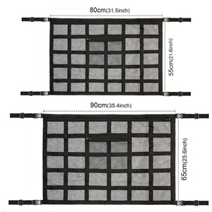 Tasca della rete di carico del soffitto dell'automobile, regolabile doppio strato maglia SUV tetto organizzatore lungo viaggio di stoccaggio borsa per trapunta asciugamano giocattolo vari - Product Image 5