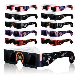 High quality cardboard Solar Eclipse sunglasses customized color logo Paper Viewing Glasses for ISO