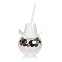 BSBH Gobelet en plastique de 20 oz pour fête à thème, gobelet à paillettes argentées avec paille et couvercle, réutilisable, emballage cadeau