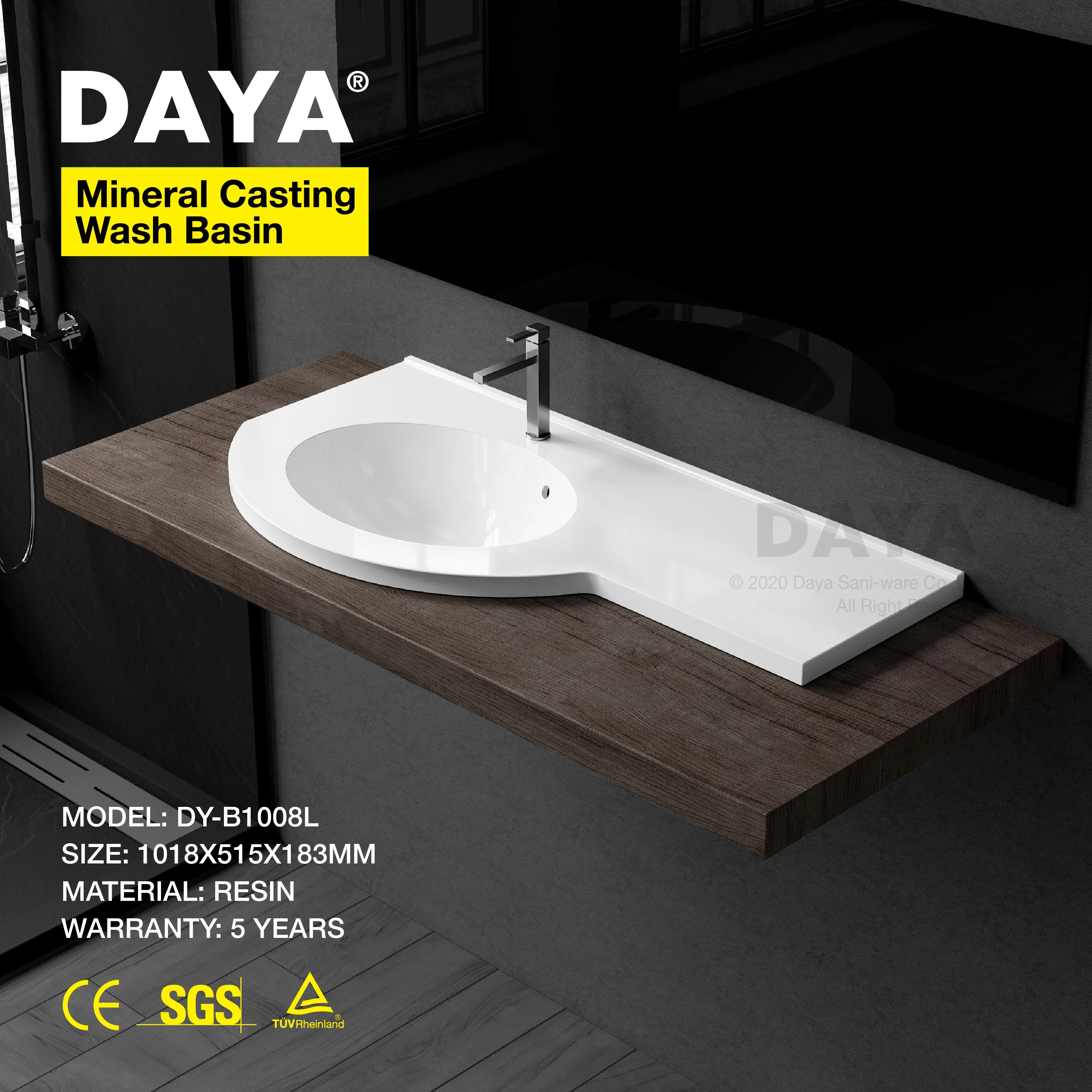 Üretici tedarik satış Modern banyo Lavabo yeni tasarım Lavabo Polymarble kolay temiz Lavabo