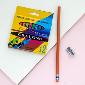 Bán Buôn Tùy Chỉnh 12-Màu Sắc Không Độc Hại Trẻ Em Của Sơn <span class=keywords><strong>Crayon</strong></span> Set Với Bút Chì Và Mài - Product Image 1