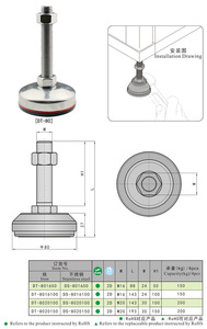 معدات مكافحة الاهتزاز DT-80 SUS304/Steel للضبط الأفقي لمعدات أجهزة التحكم في المواد شبه الموصلية - Product Image 2
