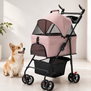 Foldable Pet Stroller 2-in-1 Detachable <strong>Dog</strong> Cat Carrier Flat Storage Car-Friendly Travel OEM Custom Manufacturer - Product Image 1