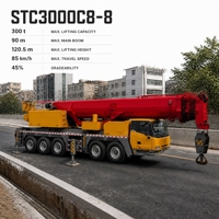 Grue tout-terrain d'occasion de 300 tonnes avec châssis robuste et commande hydraulique avancée pour les travaux d'énergie éolienne