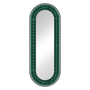 Grote decoratieve spiegel met groene veren in een gouden aluminium frame, spiegel in volle lengte - Product Image 4