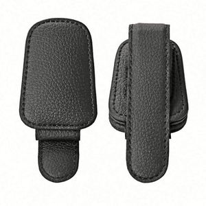 Clip de rangement multifonctionnel en cuir PU pour lunettes de soleil et cartes, pour pare-soleil de camping-car, pliable, à fixation magnétique stable et pratique - Product Image 4