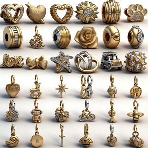 Nuevo <span class=keywords><strong>Abalorio</strong></span> Colgante con Forma de Corazón Dorado Brillante y Múltiples Elementos, Tipo Sobre, para Familiares, Compatible con Joyería Original Europea de Hueso de Serpiente - Product Image 3