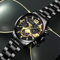 7134 2023 Nouveautés Montres de Luxe pour Hommes Montre Quartz Noire Tendance Montre-Bracelet de Luxe en Acier Inoxydable Montre Homme Luxe