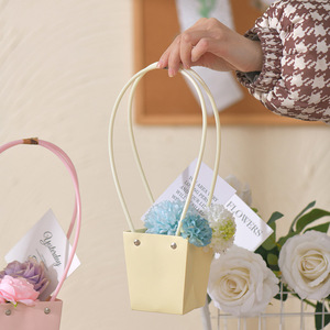 Boîte cadeau pour sac à main floral, pour arrangement de bouquet de fleurs fraîches, cadeau parfait pour la Saint-Valentin et les anniversaires, rose, vert, jaune - Product Image 2