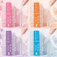 Faux ongles transparents en gelée, forme cercueil, 240 pièces, couvrance totale, à presser, sans couture, à retirer par trempage, pour techniciennes professionnelles et salons.