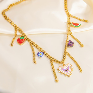 Collier en alliage de zinc en forme de cœur, couleur or 18 carats, chaîne de clavicule pour femmes, bijoux cadeau, accessoire de mode - Product Image 4