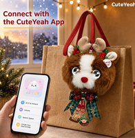 Porte-clés en peluche renne Kawaii, yeux grands, jouet en peluche AI à commande vocale, cadeau de Noël pour enfants, vente en gros Cuteyeah