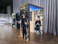 Nouveau Design Éclairage LED Tissu Bannière Support Mural Fond Bannière Réglable Stand Décors Salon Affichage