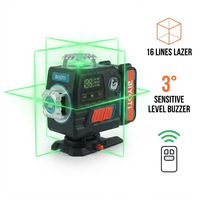Niveau laser vert extérieur Biyoti BYT-4E, 16 lignes, 4D, auto-nivelant, multifonction, affichage LCD, appareil de mesure