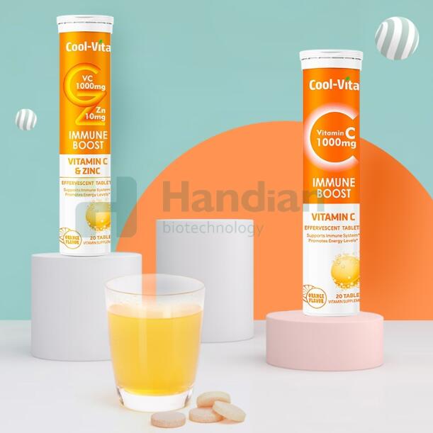 Tablettes effervescentes antibactériennes, étiquettes à customiser, pour boissons à la vitamine C, 1000mg, Support imune
