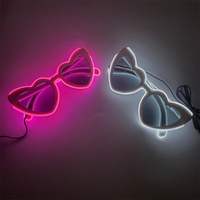 Lunettes à fil électrique EL en forme de cœur, les plus vendues, lunettes de soleil néon lumineuses, lunettes de rave brillantes pour concert, fête, Saint-Valentin, boîte de nuit
