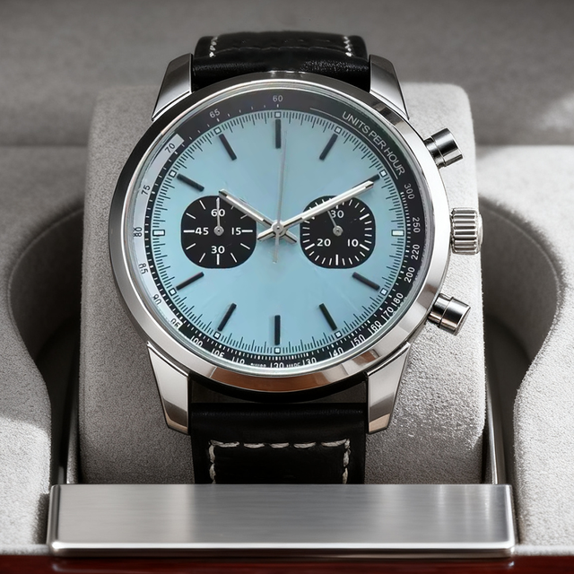 OEM Custom Mens Chronograph Watch Glass Pointer Waterproof 30M Geniume Leather Strap Date Outdoor Sports Stainless Steel Quartz