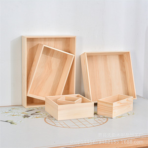 Venta directa de fábrica de cajas de almacenamiento cuadradas de madera sin tapa, cajas para certificados de matrimonio y cajas de almacenamiento de madera maciza. - Product Image 1