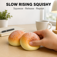 Jouet Squishy en forme de Boule de Pain Vapeur, à remontée lente, base crème imprimée, anti-stress, compagnon de bureau
