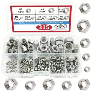 Kit de Tuercas Hexagonales de Acero Inoxidable Sanya M2 M12, 315 Piezas, Surtido Métrico para Tornillos y Pernos - Product Image 1