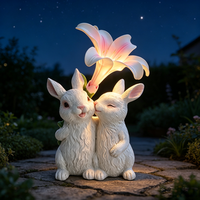 Ornement animalier mignon en résine pour la Saint-Valentin avec lumière solaire - Peint à la main, imperméable, décoration de maison, cadeau