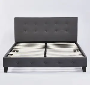 Último diseño de la venta caliente de madera contrachapada gris cama de cuero Doble