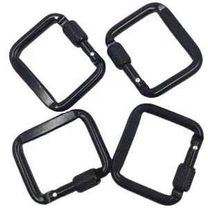 HXY-<span class=keywords><strong>Mousqueton</strong></span> en métal aluminium léger de 2 pouces, 5cm, pivotant noir, <span class=keywords><strong>autobloquant</strong></span>, en forme de carré pour porte-clés d'extérieur - Product Image 1